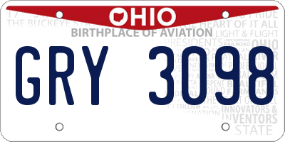 OH license plate GRY3098