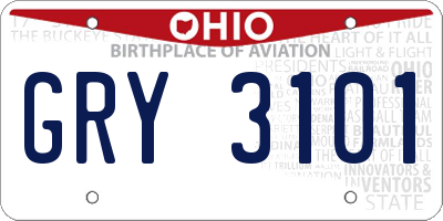 OH license plate GRY3101