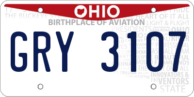 OH license plate GRY3107