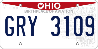 OH license plate GRY3109