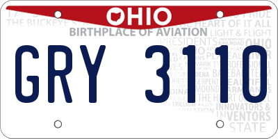 OH license plate GRY3110