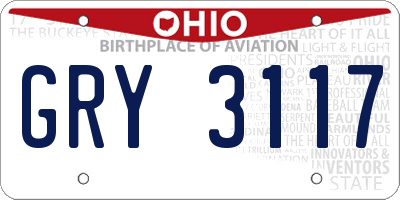 OH license plate GRY3117