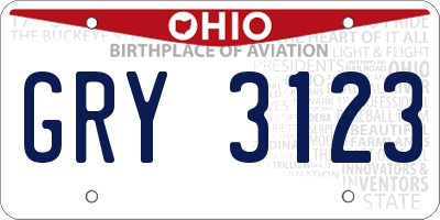 OH license plate GRY3123