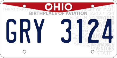OH license plate GRY3124