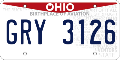 OH license plate GRY3126