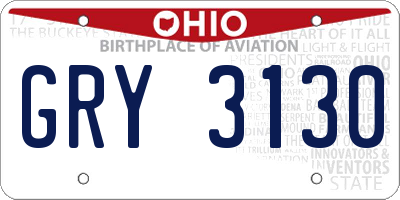 OH license plate GRY3130