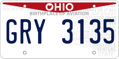 OH license plate GRY3135