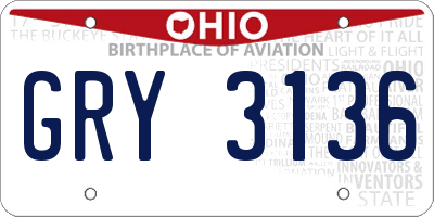 OH license plate GRY3136