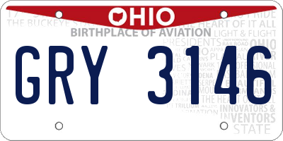 OH license plate GRY3146