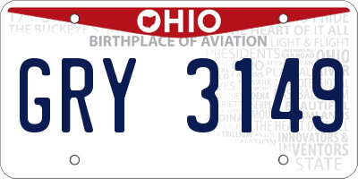 OH license plate GRY3149
