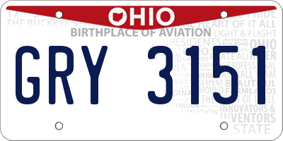 OH license plate GRY3151