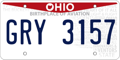 OH license plate GRY3157