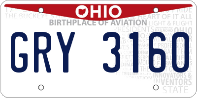 OH license plate GRY3160