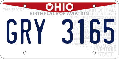 OH license plate GRY3165