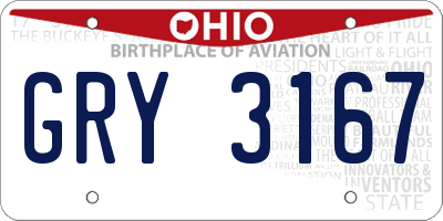 OH license plate GRY3167