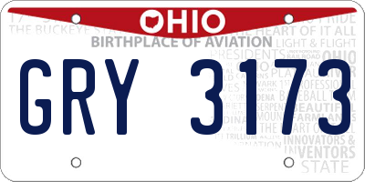 OH license plate GRY3173