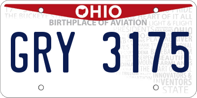 OH license plate GRY3175