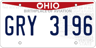 OH license plate GRY3196