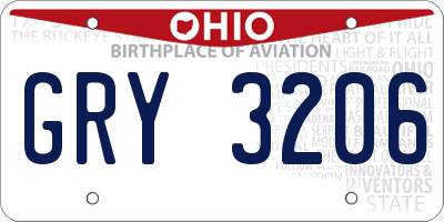 OH license plate GRY3206