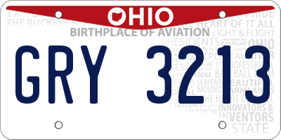 OH license plate GRY3213