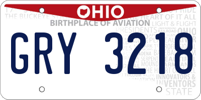 OH license plate GRY3218