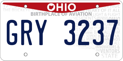 OH license plate GRY3237