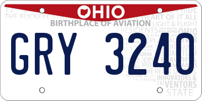 OH license plate GRY3240