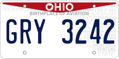 OH license plate GRY3242