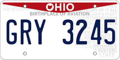 OH license plate GRY3245