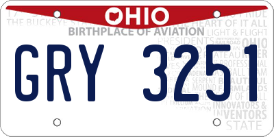 OH license plate GRY3251