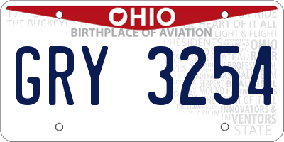OH license plate GRY3254
