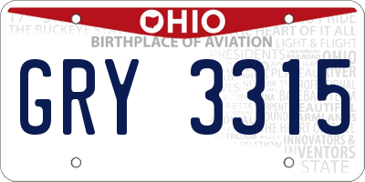 OH license plate GRY3315