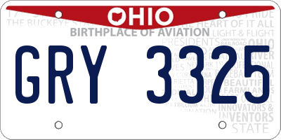 OH license plate GRY3325