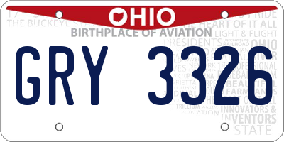 OH license plate GRY3326