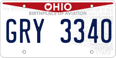 OH license plate GRY3340