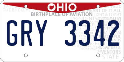 OH license plate GRY3342