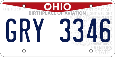 OH license plate GRY3346