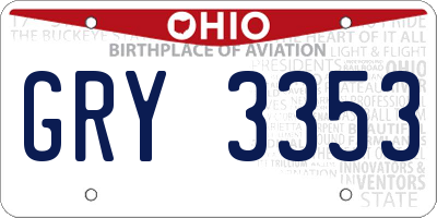 OH license plate GRY3353