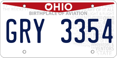 OH license plate GRY3354