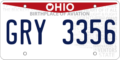 OH license plate GRY3356