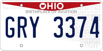 OH license plate GRY3374