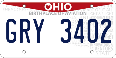 OH license plate GRY3402