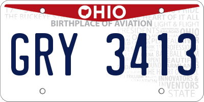 OH license plate GRY3413