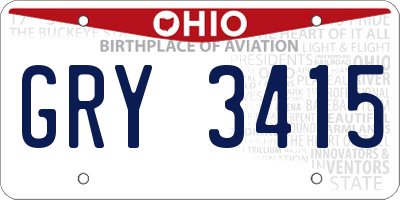 OH license plate GRY3415