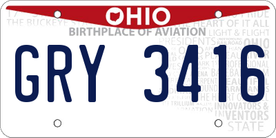 OH license plate GRY3416