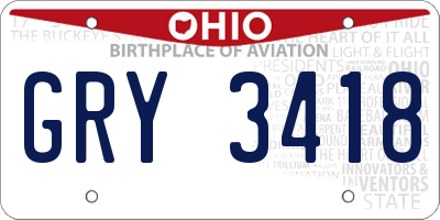 OH license plate GRY3418