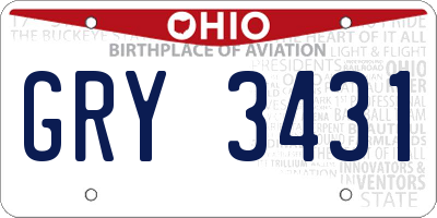 OH license plate GRY3431