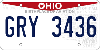 OH license plate GRY3436