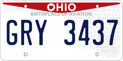 OH license plate GRY3437