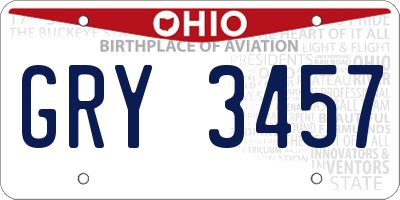 OH license plate GRY3457